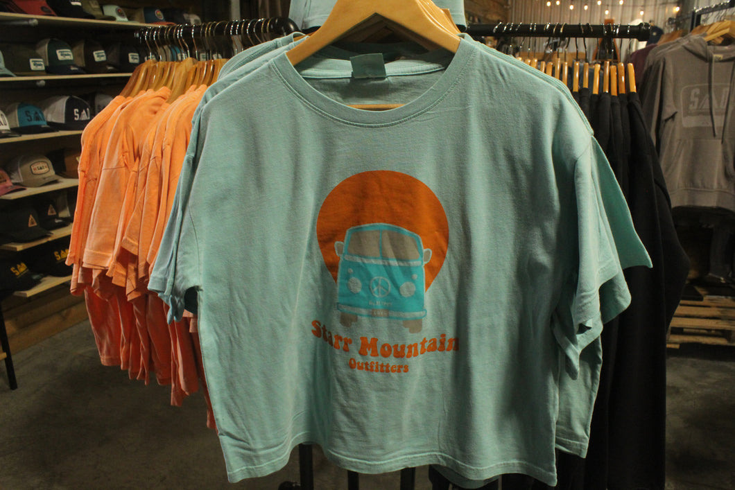 SMO HIPPY VAN TURQUOISE CROP TOP